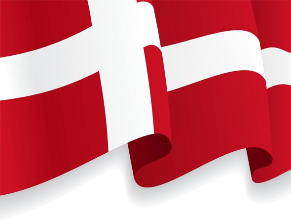 Et dansk flag der er tegnet så det ligner det blafrer.